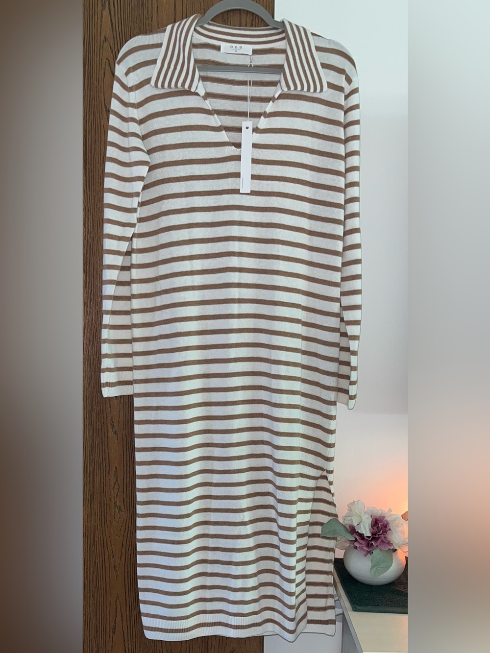NWT One Grey Day Gemma L/S Stripe Dress M